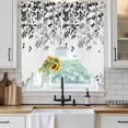 thumbnail image 6 of Black Leaves Swag Curtains for Kitchen/Bedroom/Living Room, Summer Botanical Scalloped Curtains 63 Inch Long, Rod Pocket Window Swag Topper Curtains Valances 2 Panels Set 36"x63", 6 of 8
