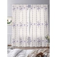 thumbnail image 2 of Purple Flowers Sheer Curtains 84 Inch Length 2 Panels Set, Spring Floral Bows Lines Vintage Beige Voile Window Treatment Rod Pocket Curtains Sheers Drapes for Bedroom/Living Room/Kitchen 52"x84"x2, 2 of 7
