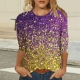 thumbnail image 6 of Ladies Mardi Gras Tops Cute Crew Neck Funny Graphic Pullover Loose 3/4 Sleeve Tee Shirt Party Tunic Blouses Trendy Carnival Outfits 2026, 6 of 7