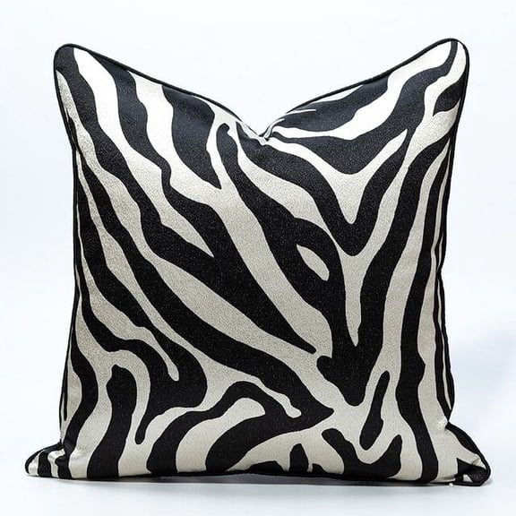 Zebra Decorative Velvet Throw Pillow Cover Black Cushion Case Modern Pillowcase for Sofa Couch Bedroom Living Room Home Decor 18x18 inch
