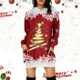 thumbnail image 2 of Women's Casual Christmas Printed Hoodie Dress Featuring Festive Gold Tree Design for Holiday Season Comfort, 2 of 2
