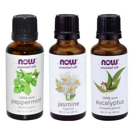 Now Foods Essential Oils - Jasmine, Eucalyptus, Peppermint, 3-Pack