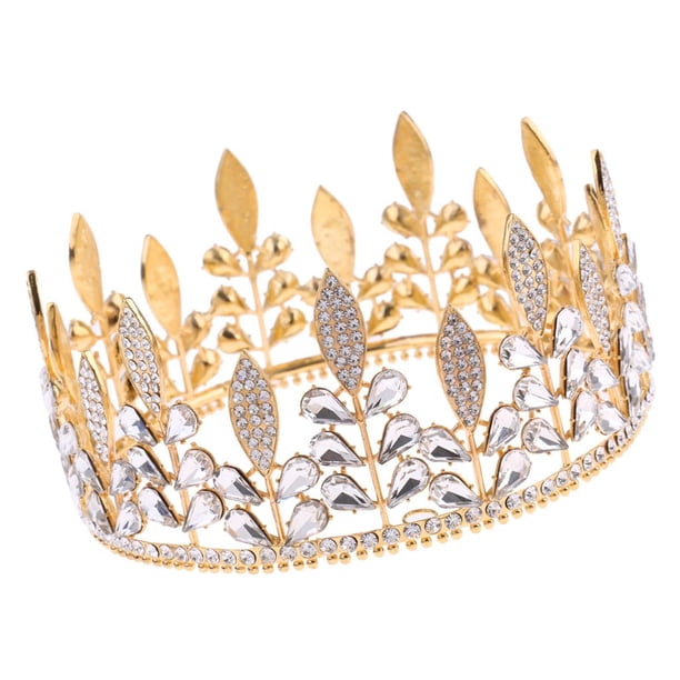 Tiara nupcial barroca con corona de diamantes de imitación transparentes para desfile, disfraz dorado y plateado