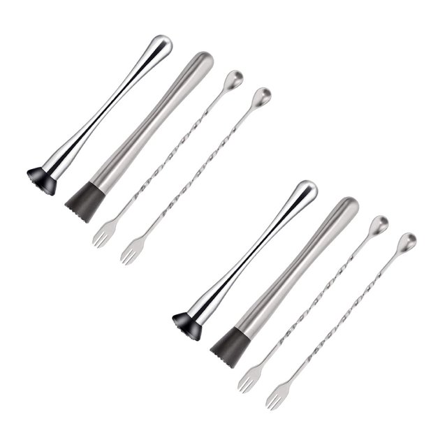 Oleegame 2PC Tool And Spoon Steel Bar Stainless Mixing 4PC Muddler Set Home Cocktail Kitchen,Dining & Bar Silver