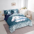 thumbnail image 4 of Manfei Kawaii Blue Rabbit Twin Bedding Sets 7-Piece for Girl, Winter Christmas Snowflake Bedding Comforter Set, Cute Bunnies Animal Reversible Sheet Sets, Ultra Soft Bedroom Decor, 4 of 8