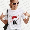 thumbnail image 4 of Camiseta navideña a juego para la familia, ropa de mujer a la moda, 26 letras del alfabeto, camisetas gráficas estampadas, ropa de calle, camisetas de manga corta, 4 of 4