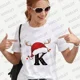 thumbnail image 4 of Camiseta navideña a juego para la familia, ropa de mujer a la moda, 26 letras del alfabeto, camisetas gráficas estampadas, ropa de calle, camisetas de manga corta, 4 of 4
