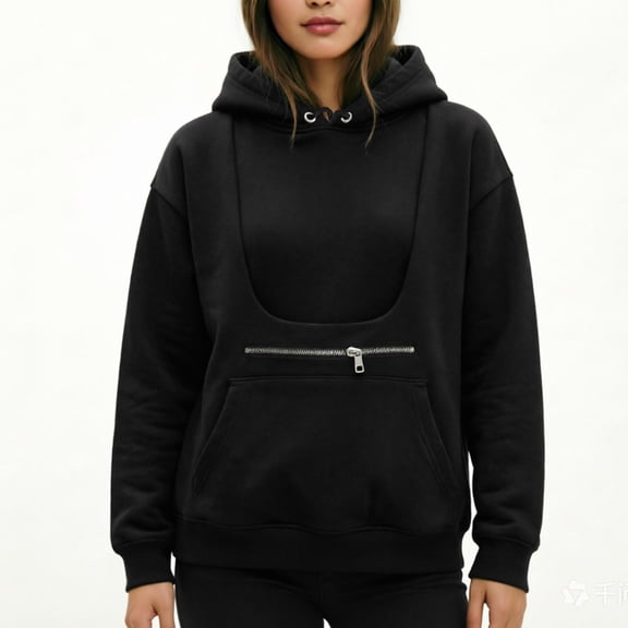 Yuanlong Women's Hoodies Casual Solid Color Hoodie With Pocket Front Zipper Long Sleeve Outerwear Pullover Hooded Sweatshirt