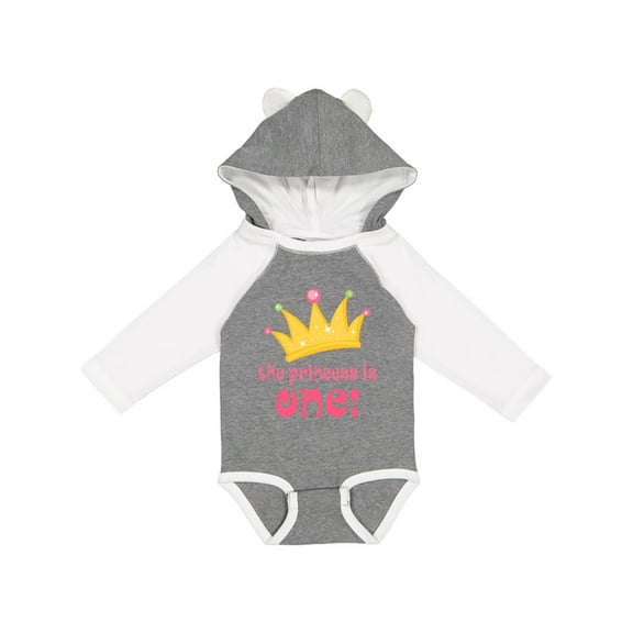 Inktastic Cute Princess is One 1st Birthday Girls Long Sleeve Baby Bodysuit