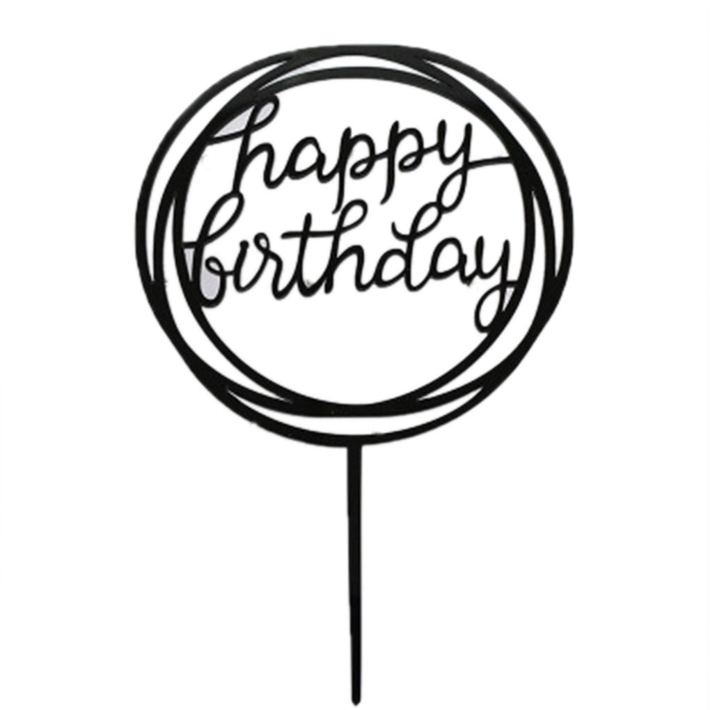 Round Happy Birthday Letter Cake Topper Acrylic DIY
