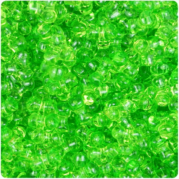 BeadTin Lime Transparent 11mm TriBead Plastic Craft Beads (500pcs)