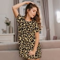 thumbnail image 3 of Fuzoiu Leopard Print Print Women Nightgowns, Soft Comfy Lightweight Short Sleeves Sleepwear,Crew Neck Loungewear, 3 of 6