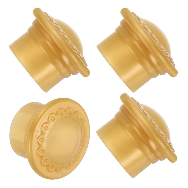 Extremos de barra de cortina Uxcell, 4 piezas de tapa de cabezal de riel de cortina de plástico moderna, se adapta a varillas de 26-28 mm de diámetro, dorado