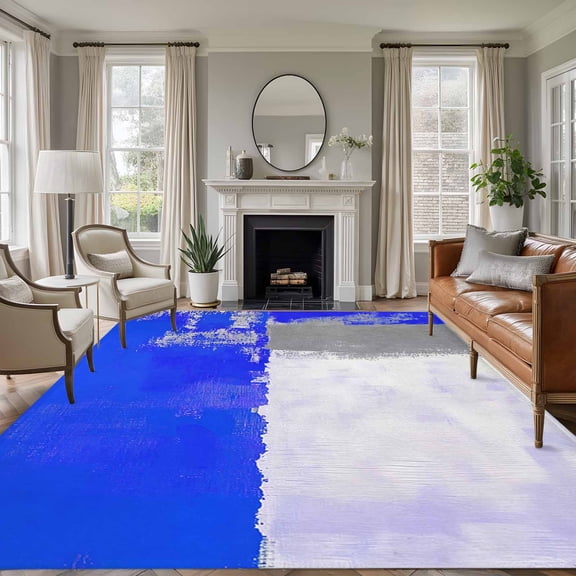 8'x10' Area Rugs, Blue Purple Grey Indoor Outdoor Area Rug for Living Room Bedroom, Modern Geometric Oil Painting Abstract Washable Bathroom Rugs Kitchen Floor Carpet Mats Home Decor Aesthetic