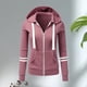 thumbnail image 3 of Sudadera con capucha con bolsillos con cremallera Estampado con cremallera Sudadera con capucha de poliéster de manga larga Tops para deporte - gris Rosado Yinane Sudadera con capucha, 3 of 8