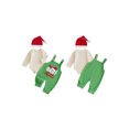 thumbnail image 2 of Cjfdfy Newborn Baby Boy Girl Christmas Outfit The Baby Who Stole Christmas Print Long Sleeve Romper Jumpsuit And Hat 3 Pcs Set Infant Cute First Christmas Fall Winter Outfit, 2 of 7