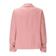 thumbnail image 4 of ZVNAΖH Women's Ruched 3/4 Sleeve Blazers One Button Slim Fit Blazer Lightweight Office Work Suit Jacket, 4 of 8