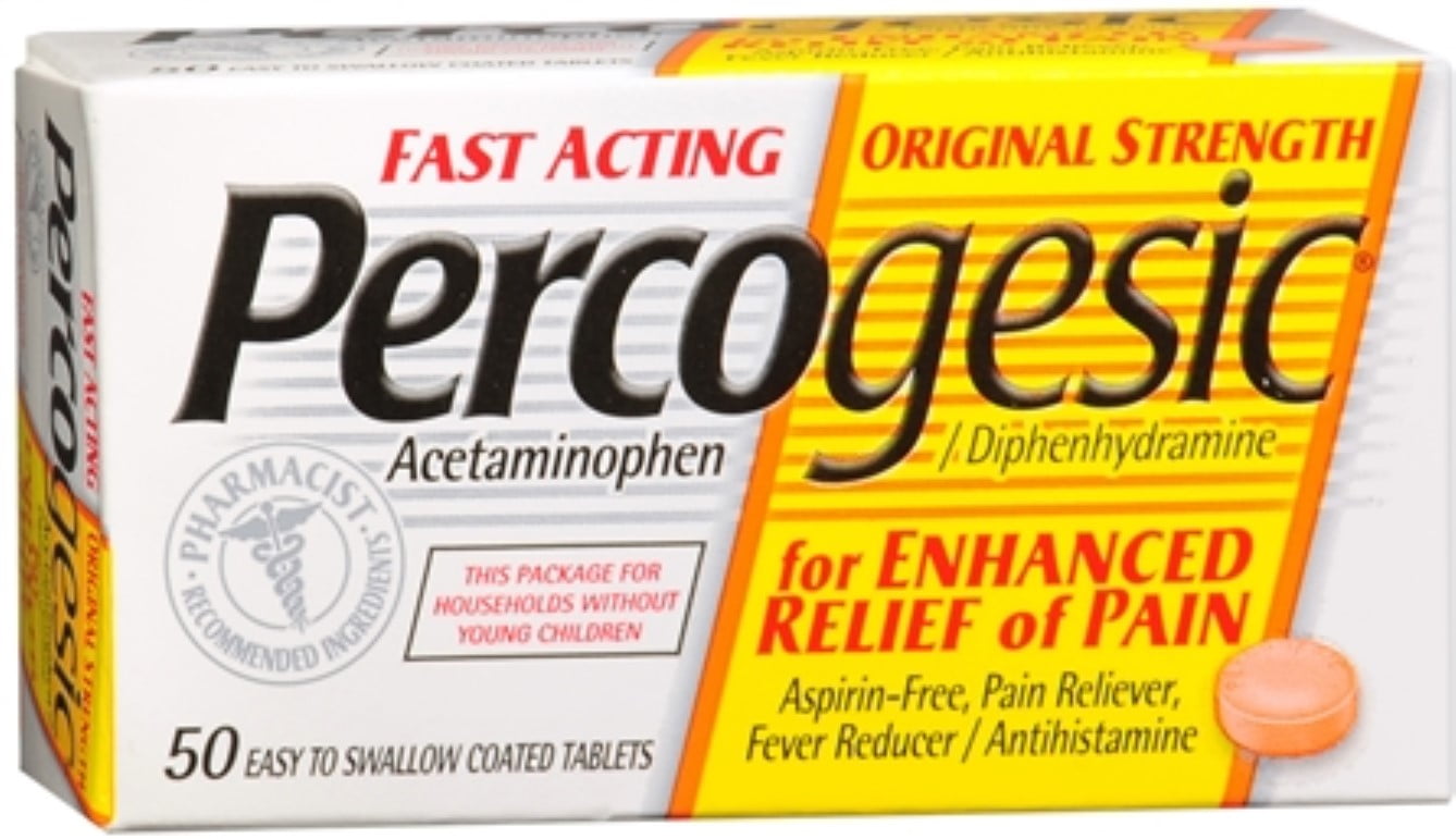 Percogesic Tablets 50 Tablets [Acetaminophen/Diphenhydramine] (Pack of 2)