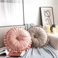 thumbnail image 1 of Round Pillow Cushion Couch Decorative Small Throw Pillow Home Decoration Pleated Round Pillow Cushion, 1 of 2