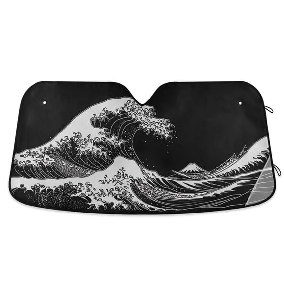 Great Wave Off Kanagawa Car Windshield Sun Shade Foldable Car Front Window Visor Heat and UV Protection 53x23.5