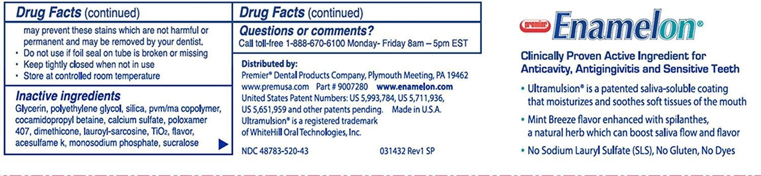 Premier Enamelon Fluoride Toothpaste, 122 Gram Mint Breeze (Pack Of 1)