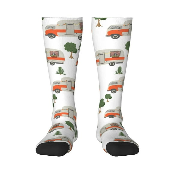 KLL Camp Van Print Women's Men's Ankle Socks 1-pack Casual Athletic Socks for Unisex Adult Moisture-Wicking Socks for Daily Wear/Running/Sport