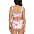 thumbnail image 3 of Wukai Breast Cancer Ribbons Awareness Women's Bikini Set Two Piece,wimsuit High Waisted V Neck Twist Front Adjustable Spaghetti Straps Bathing Suit-X-Large, 3 of 7