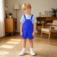 thumbnail image 4 of VeFlora Boys Overalls Summer Outfits Adjustable Strap Long Pants Casual Sleeveless Rompers Jumpsuits with Pockets(Blue/9-10 Years), 4 of 6