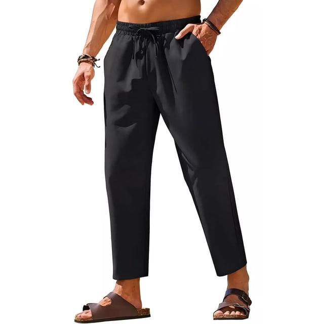 Pants Casuales Para Hombre Con Cintura Elástica Y Cordón