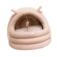 thumbnail image 1 of Almencla Lit Chaud d'Hiver pour Chat Design Élan Dessin Animé avec Balle Nid Semi-Fermé m, 1 of 8
