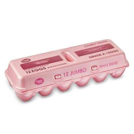 Great Value Jumbo White Eggs, 12 Count