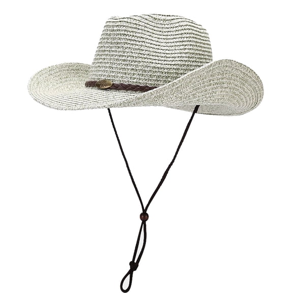 HJYCHN Moldable Wide Brim Sun Hat Western Cowboy Style Outdoor Summer Beach Shade Headwear For Men And Women Grey One Size