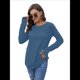 thumbnail image 4 of Camisas de Larga Holgadas y Cuello Redondo para Mujer, de Moda, para Otoño, con Agujeros para los Pulgares, Informales, de Corte Holgado. Azul Marino XXXL, 4 of 6