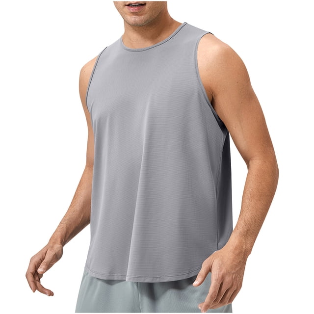 Hyknon Tank Tops Men Solid Color Breathable Sports Top Sleeveless Quick Drying Summer Fashion Soft Breathable Loose Fitting Pullover Workout Tops