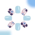 thumbnail image 2 of Press on Nails Blruyci, diseño de flores cuadradas cortas, 24 unidades, 2 of 7