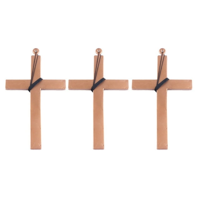 3pcs Exorcist Priest Monk Plastic Cross Crucifix Fancy Dress Necklace for Christmas (Black String)