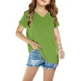 thumbnail image 4 of QTOCIO Toddler Girl Clothes, Summer Girls Shirts, Shirts For Kids Short Sleeve Graphic T-Shirt V Neck Top For 3-14 Years, Green A, 4 Years, 4 of 5