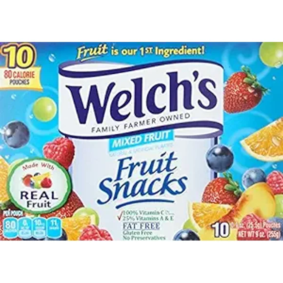 Welch's Fruit Snacks, Mixed Fruit, 0.9 Oz, 10 Ct