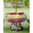 thumbnail image 4 of Outdoor Tablecloth with Umbrella Hole for Patio/Picnic/Party/Camping, Red Trees Waterproof Table Cloth Round Cover Washable, Orange Blue Sunrise Reflection Retro Art Dia 54", 4 of 7