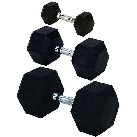 Champion Barbell Rubber Encased Hex Dumbbells, sold individually, exercise with weights at home,resistance training without weights