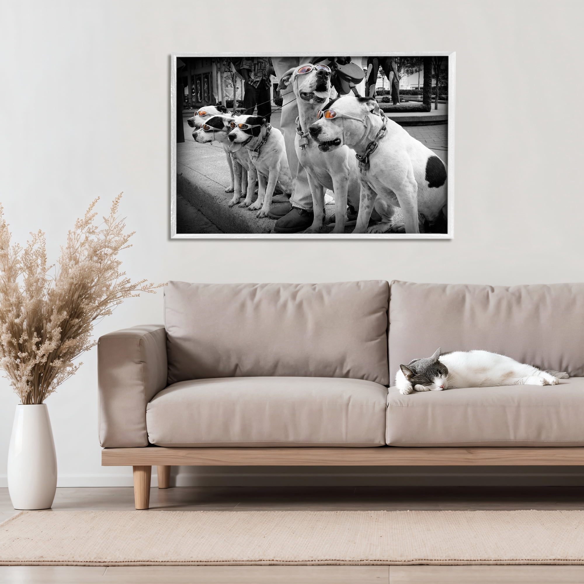 Stupell Industries Afternoon Stroll Pups White Framed Giclee Art, design by Scott Henderson