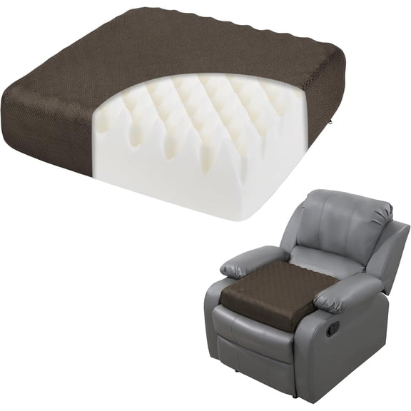 HOMBYS 5" Thick Egg Shaped Foam Recliner Chair Cushion for Elderly, Thicken & Extra Large Seat Cushion Chair Pad for Couch, Armchair, Wheelchair for Easy to Stand Up & Reduce Hip & Lumbar Pain, Brown