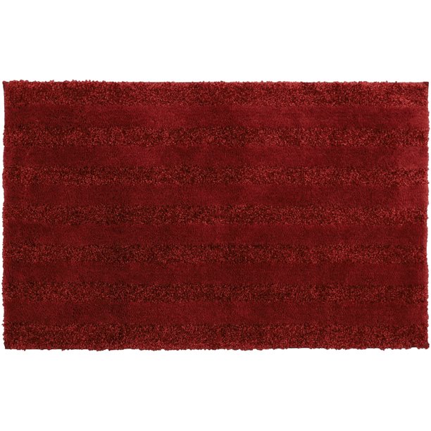 Mohawk Home Basic Stripe Bath Rug Sangria, 1'8"x2'10", Burgundy Red