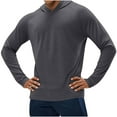 thumbnail image 4 of ZCFZJW Men's UPF 50+ Sun Protection Hoodie Long Sleeve SPF Fishing Hiking Running Thumbhole Shirts Hooded Quick Dry Lightweight Athletic Workout Tees Dark Gray M, 4 of 4