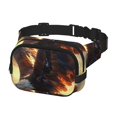 thumbnail image 2 of Saiise Sac Banane à Double Compartiment Motif Aigle Chauve Ciel Doré Sac de Taille Carré Réglable Mains Libres Ceinture de Course Randonnée Sécurité Voyage Bandoulière en Sergé, 2 of 9