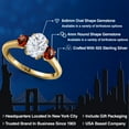 thumbnail image 2 of Gem Stone King 18K Yellow Gold Plated Silver Red Garnet Ring Set with Oval Moissanite (2.24 Cttw), 2 of 7