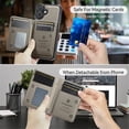 thumbnail image 4 of AutSpace Funda para Apple iPhone 16, Bloqueo RFID, Cuero PU, Compatible con MagSafe, Billetera Desmontable 2 en 1 con Tarjetero, Soporte, Cubierta Protectora Magnética, Gris, para iPhone 16, 4 of 10