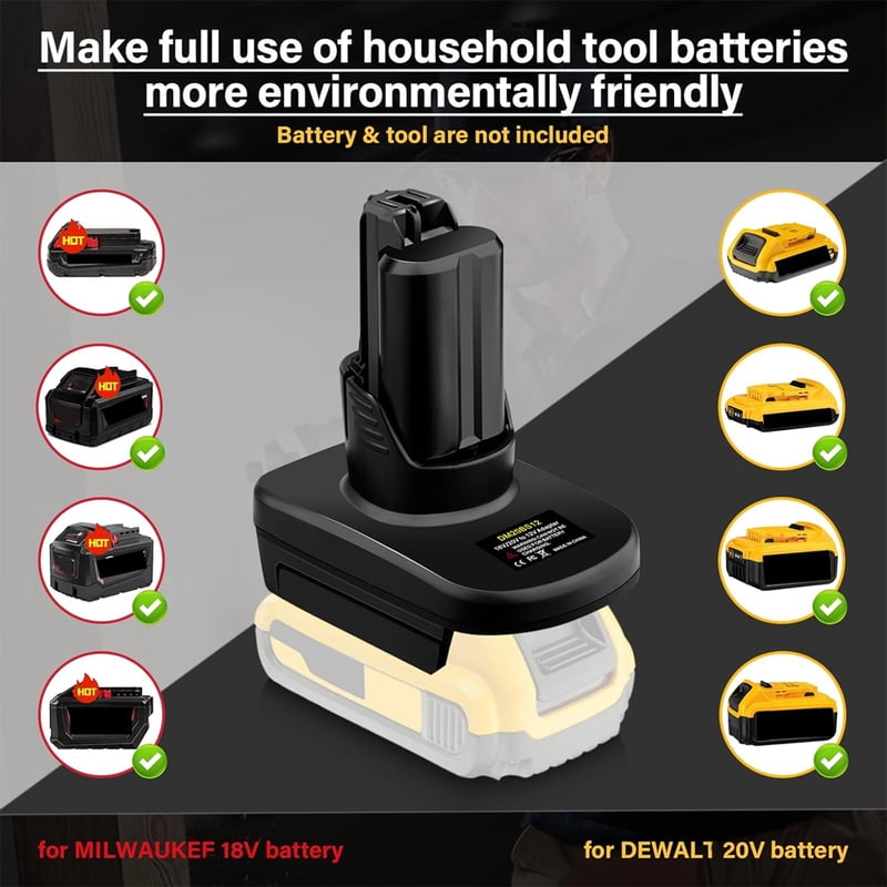 Adapter for Mil.wau.kee 18V M18 for De.walt 20V Lithium ion Battery,Convert to use Bos.ch 12V Power Tools