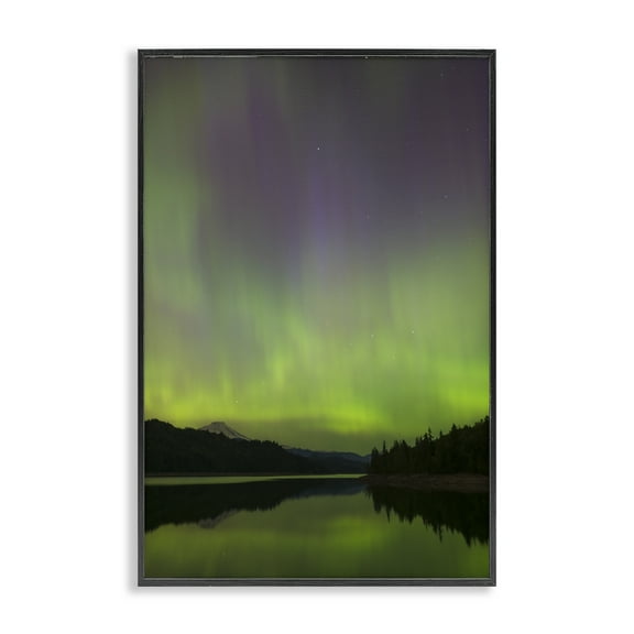 Stupell Industries Green Aurora Landscape Landscape & Nature Photography Black Framed Art Print Wall Art, 12 x 18