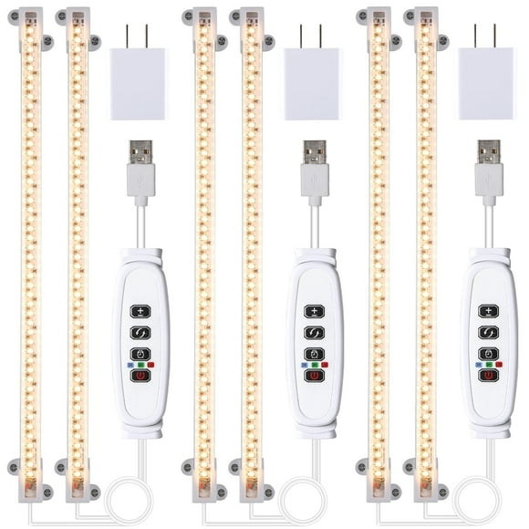 Tiras de luz LED para cultivo RWNTAO, espectro completo, 20 W, 3 cabezales, 33 cm